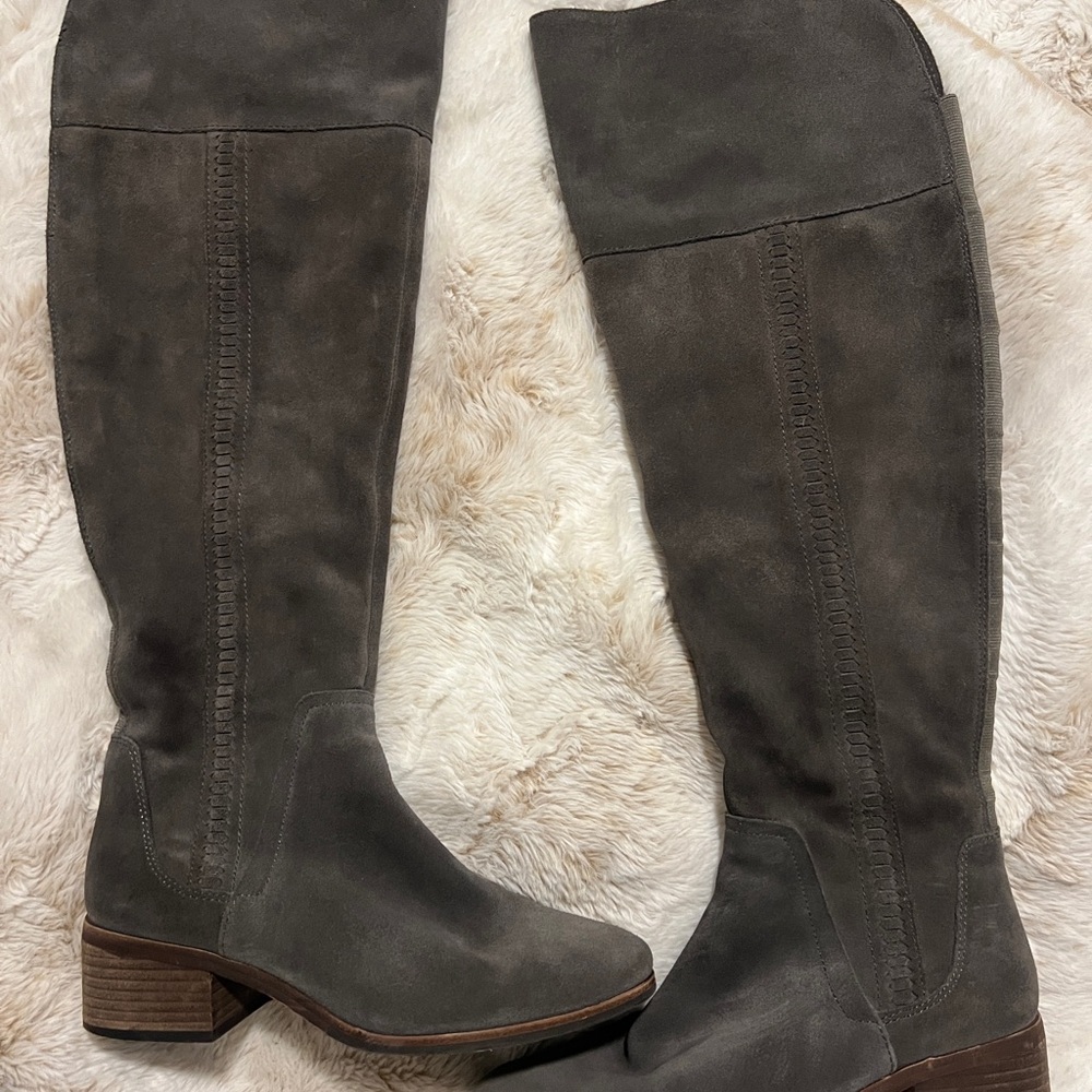 Vince Camuto Kochelda Gray Suede Over the Knee Boots